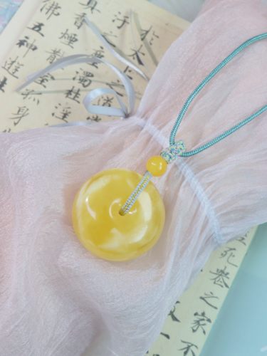 天然蜜蜡吊坠满蜡白妖花精致精美平安扣墩子挂坠