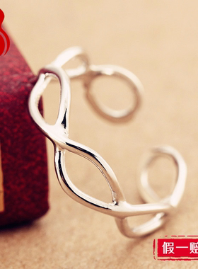 s925纯银戒指女清新镂空镀白金