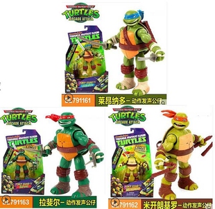忍者神龟手办模型玩具可动发声版公仔莱昂纳多米开朗基罗拉斐尔