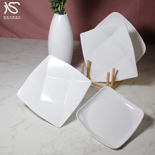 胺心四方密胺餐厅白6寸加厚餐盘