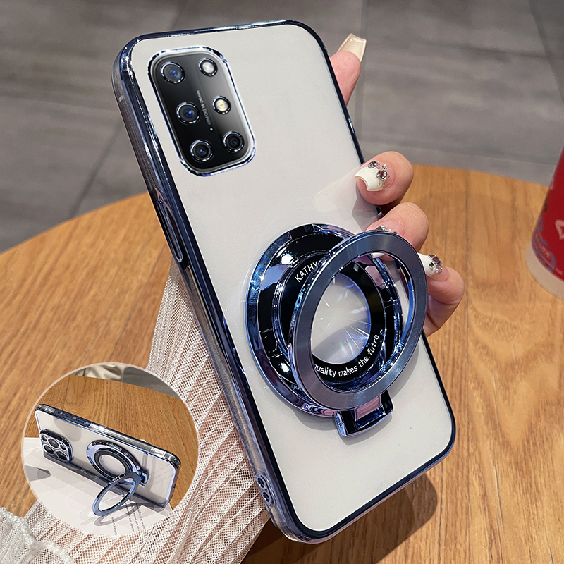 一加8T硅胶透明电镀手机壳带支架