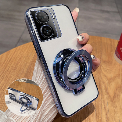 iqooz7硅胶透明电镀手机壳带支架