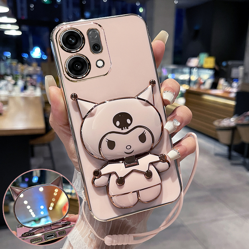 适用opporeno14手机壳reno14pro保护oppo硅胶套5g全包防摔PLA110软壳PKZ女可爱卡通opreno新款145g带支架镜子
