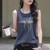 t恤打底衫 竹节棉百搭纯棉无袖 上衣 吊带背心女外穿宽松韩版 夏季