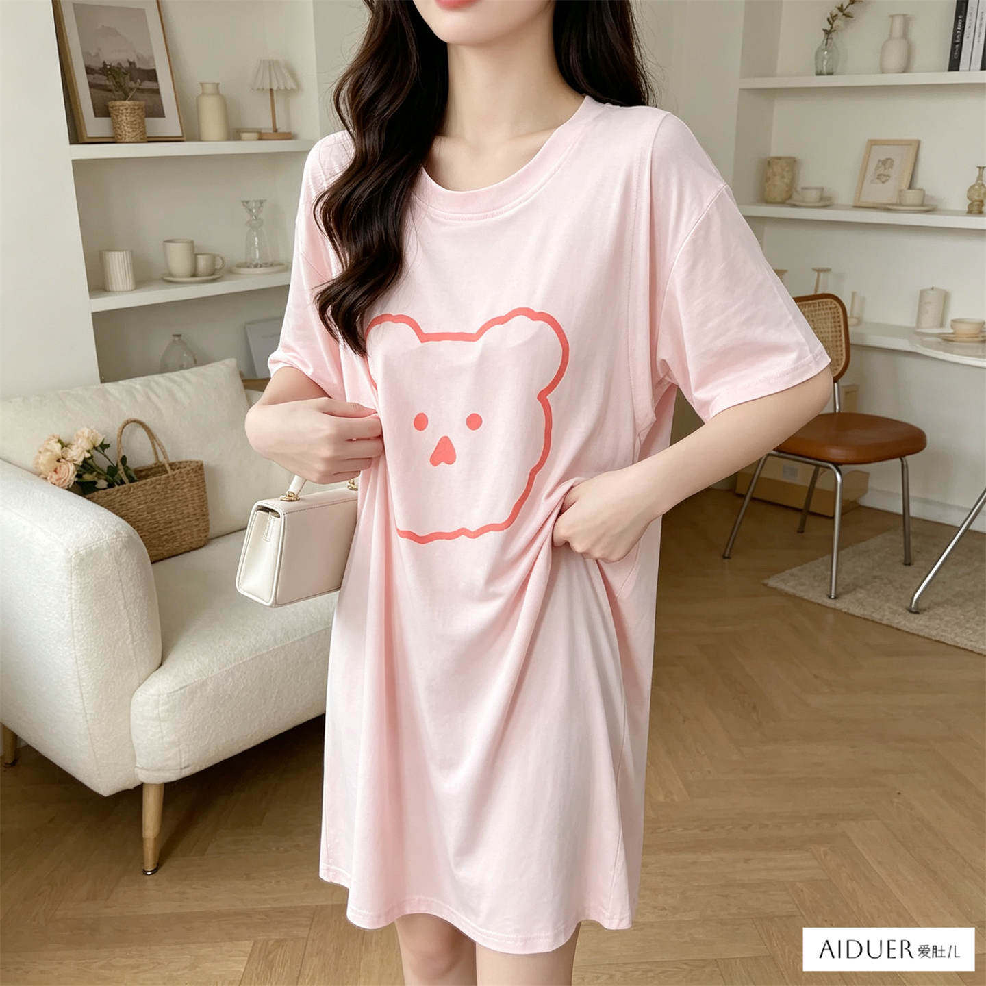 莫代尔待产服裙子哺乳期睡裙孕妇群产妇入院长款月子服薄款连衣裙
