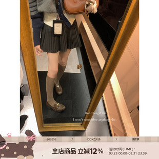 DDXZ夕子 a字半裙蝴蝶结半身裙 韩系短裙秋冬毛呢百褶裙小个子短款