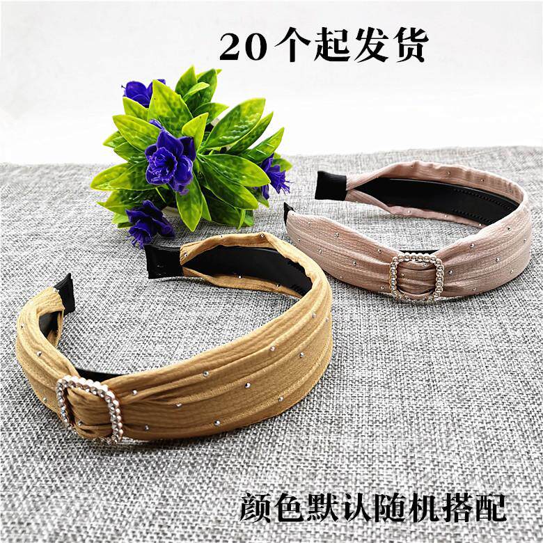 A047B钻石扣布艺宽版发箍+20起适合大圆脸的网红高颅顶发箍镶钻