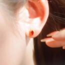 天然红宝石复古高级18k黄金镶嵌真钻石小耳钉正红鸽血红耳环耳饰