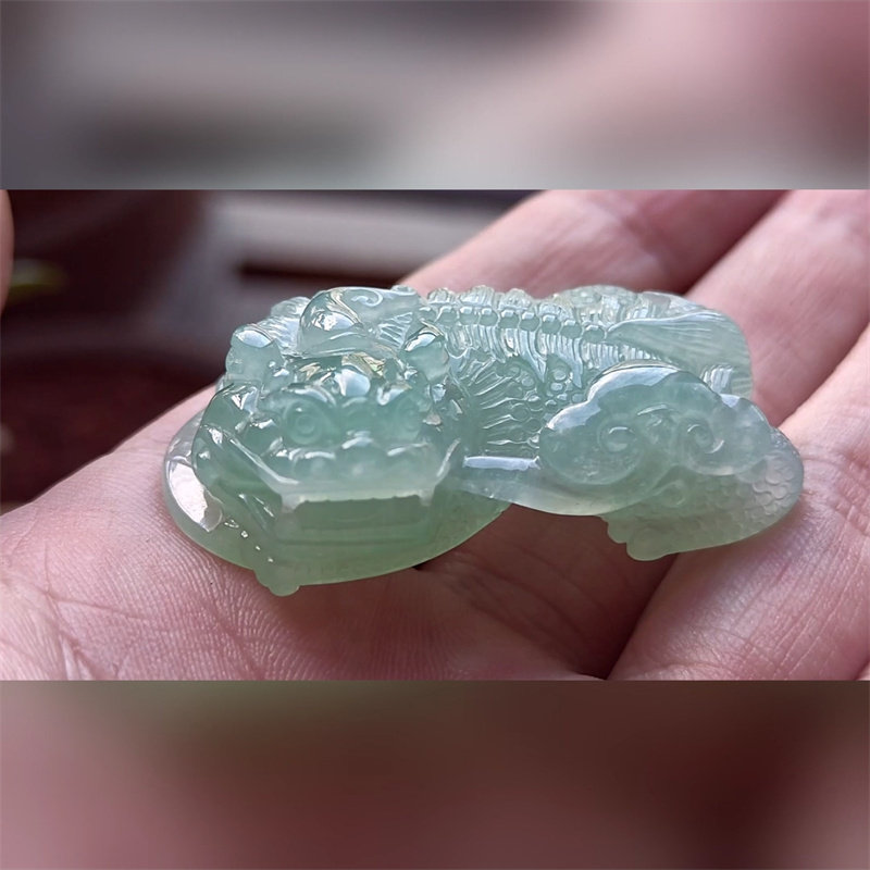 12615翡翠貔貅吊坠男女冰糯种高端玉石器霸王皮丘挂件天然A货