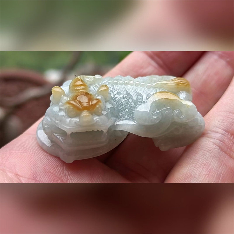 4042翡翠貔貅吊坠男女冰糯种高端玉石器霸王皮丘挂件天然A货