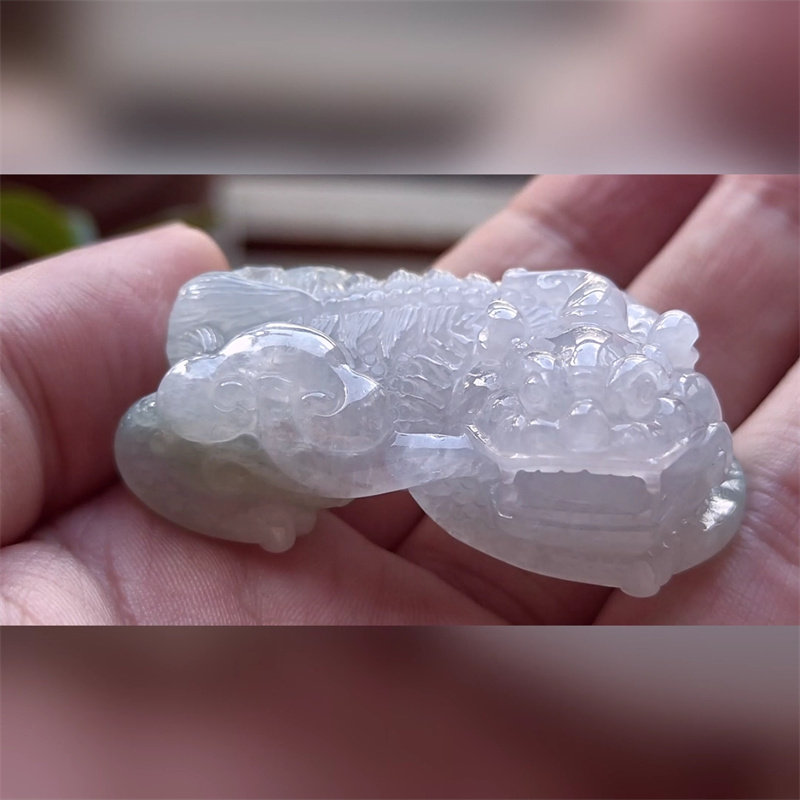 6641翡翠貔貅吊坠男女冰糯种高端玉石器霸王皮丘挂件天然A货