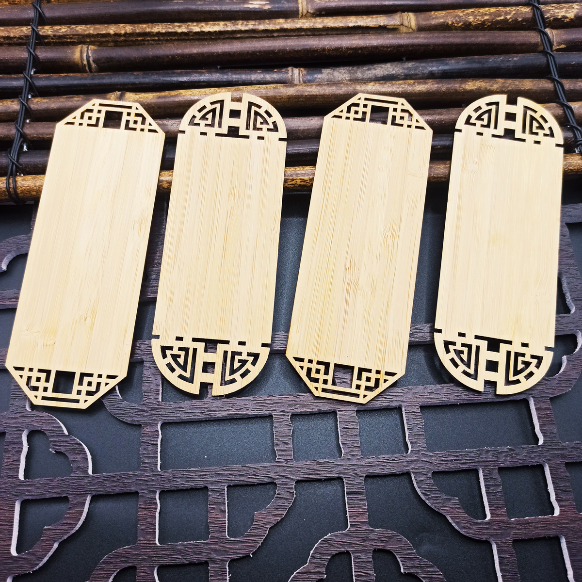 楠竹镂空掐丝竹板空白古风书签手工DIY景泰蓝底板材料定制刻字
