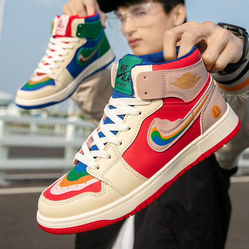 香港代购aj女鞋彩虹鸳鸯鞋情侣运动低帮板鞋高帮ins潮流学生男鞋