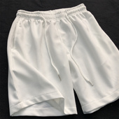 男款 华夫格白色运动短裤 纯色宽松休闲阔腿裤 男五分裤 男女夏季 薄款
