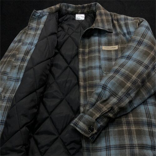 春季青少年帅气外套男生潮牌翻领夹克棉服蓝色棕色格子宽松棉袄男