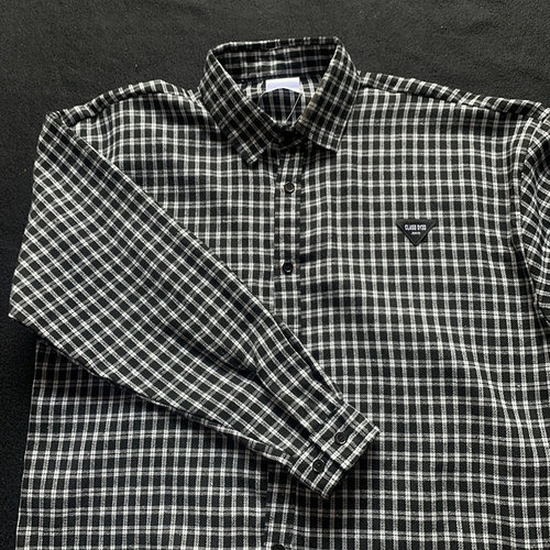 TRYEX 日式老钱风2025秋季新款衬衣男士衬衫黑衬衫黑白小格子长袖