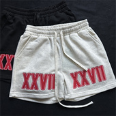 重磅300克毛圈布字母刺绣卫衣短裤 潮 篮球裤 男宽松美式 运动四分裤