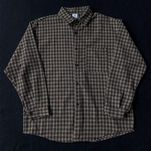 TRYEX 2026粗纺格纹衬衣男女复古风美式格子衬衫男长袖宽松外套潮