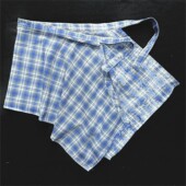 做旧扎染设计风高级感腰带蓝白色格子下摆配裙子腰环屁帘男女腰封