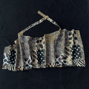 TRYEX 绑带印花豹纹腰带男不规则腰封配饰叠穿下摆花屁帘女 一片式