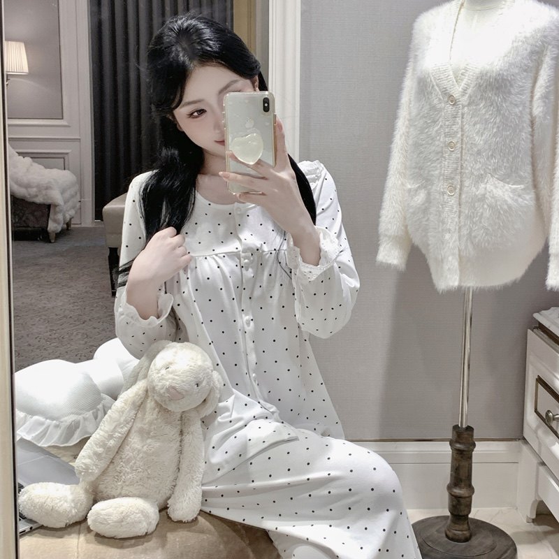 欧若拉睡衣女【云芙波波】秋冬清纯优雅纯棉长袖长裤开衫家居服