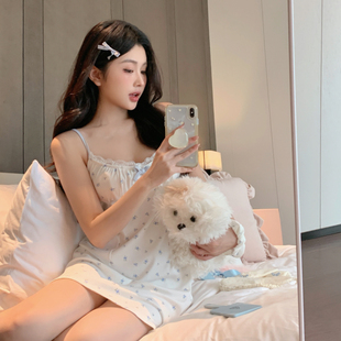 欧若拉睡衣女【午后花香】夏日纯欲甜美A类莫代尔吊带睡裙带胸垫