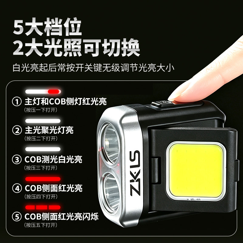 中逵火金姑夜钓头灯持久续航感应红白双色多档调节便携驱蚊钓鱼灯