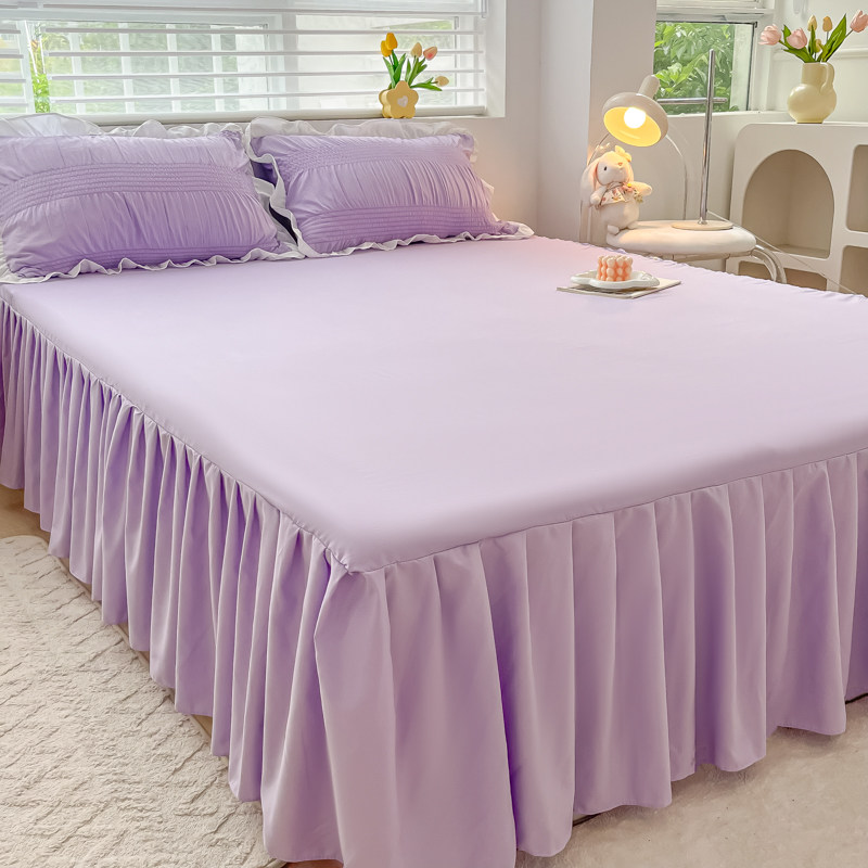 全棉四季花边床罩防滑防尘床裙