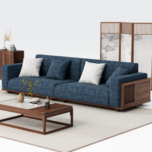 宋式 沙发轻奢高级全套家具 美学实木沙发组合客厅直排沙发新中式