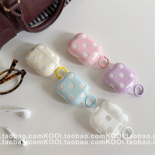 ins韩系简约波点适用airpods4保护壳airpodspro3保护套新款苹果耳机保护壳pro2耳机套女款二三4代耳机壳超火