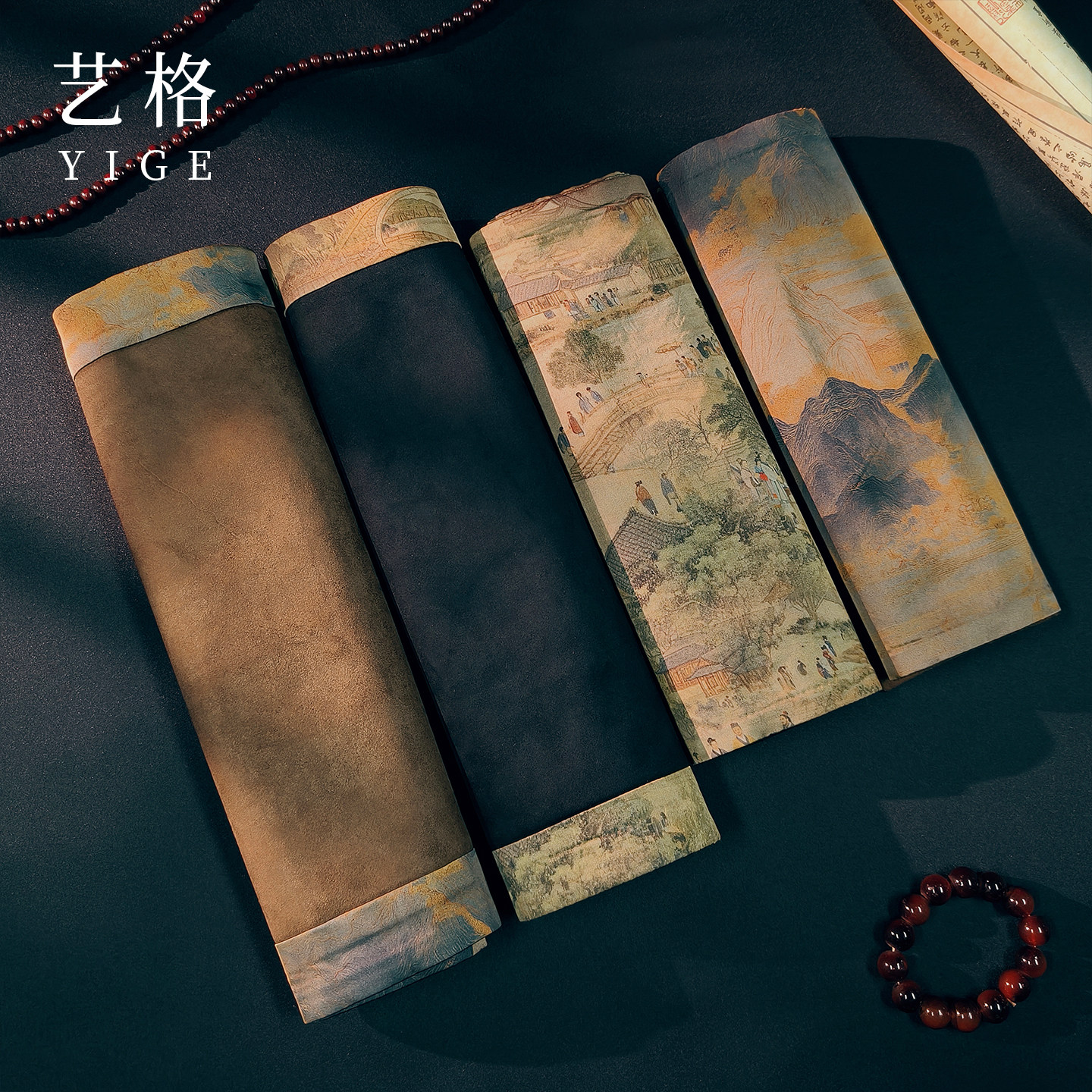 中式复古翡翠文玩拍照垫布饰品陈列绒布垫珠宝展示布黄金串珠垫子