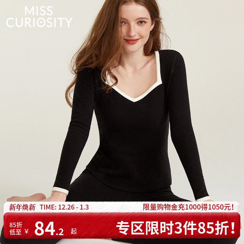 好奇蜜斯德绒保暖内衣女秋衣秋裤加绒加厚发热打底衫25秋冬季套装