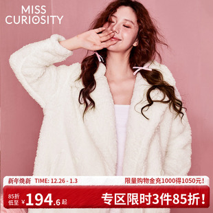 好奇蜜斯珊瑚绒睡衣浴袍冬女睡袍长款 加厚加绒外穿保暖家居服