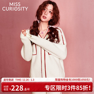 好奇蜜斯半边绒珊瑚绒秋冬家居服套装 女可外穿睡衣加绒加厚新款