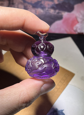 天然白水晶紫黄绿水晶九尾狐葫芦吊坠立体雕刻男女款福禄小摆件