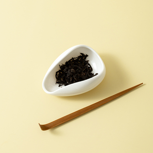 羊脂玉瓷茶荷纯白陶瓷茶则赏茶分茶器茶拨赏茶茶勺茶艺茶道配件