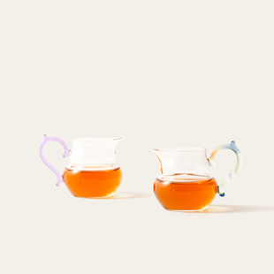 炫彩福禄公道杯高硼硅耐热玻璃茶海彩色把手葫芦匀茶器家用分茶杯