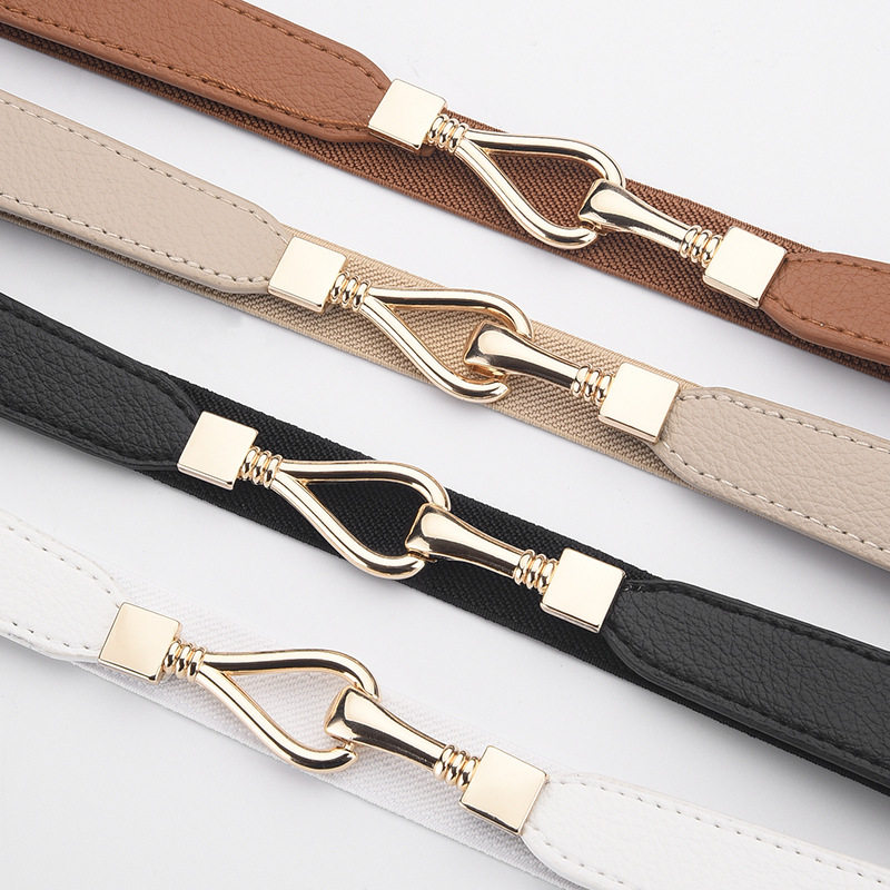 欧美风衣束腰金属黑棕白咖啡驼色松紧弹力长毛衣羽绒服腰封皮带