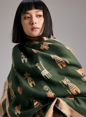2026秋冬新款丝巾披肩两用女士百搭围巾时尚东南亚风流行斗篷长款