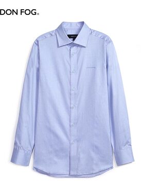 伦敦雾秋季男休闲长袖衬衫白色粉色双色提花全棉无袋商务绅士衬衣