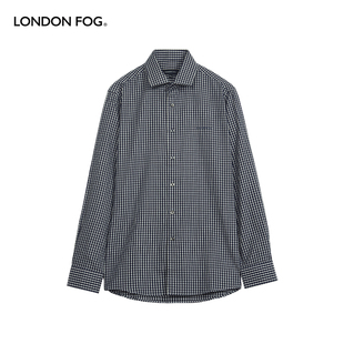 格子衬衣商务通勤休闲翻领纯棉衬衫 伦敦雾秋季 长袖 英伦风男士 新款