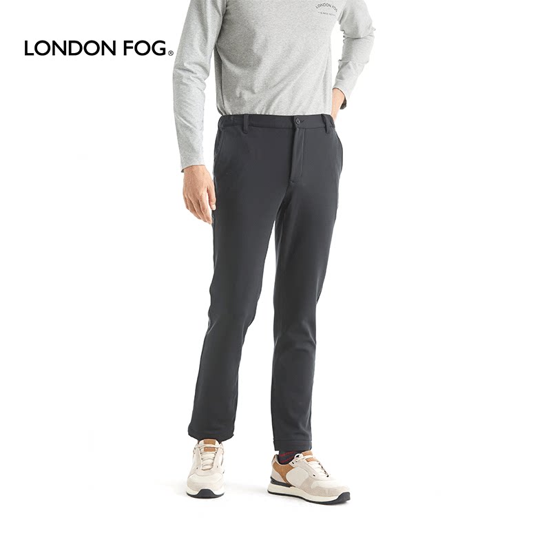 伦敦雾秋冬休闲裤男士弹力针织底抓毛斜插袋窄脚针织裤百搭长裤子