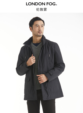 伦敦雾冬季休闲外套中青年连帽四袋款通勤纯色短款保暖夹克棉服男
