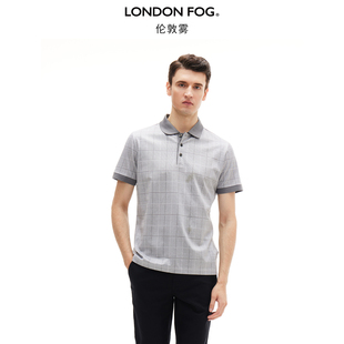 休闲翻领短袖 LondonFog伦敦雾夏季 男士 双丝光棉Polo衫 格子T恤 新款