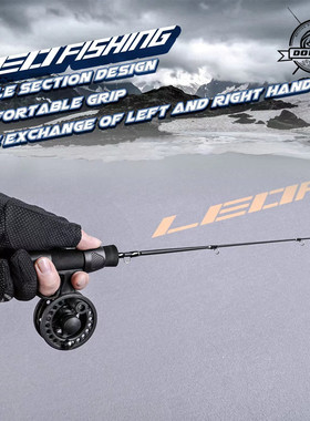 LEO乐欧一体式扁体实心竿稍简易快捷冰钓筏竿冬钓套装出口俄罗斯