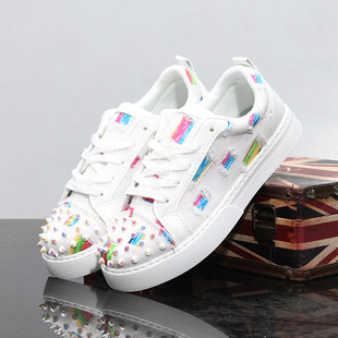 情侣板鞋 欧洲站潮男铆钉镶钻休闲鞋 子帆布小白鞋 鞋 百搭一脚蹬男士