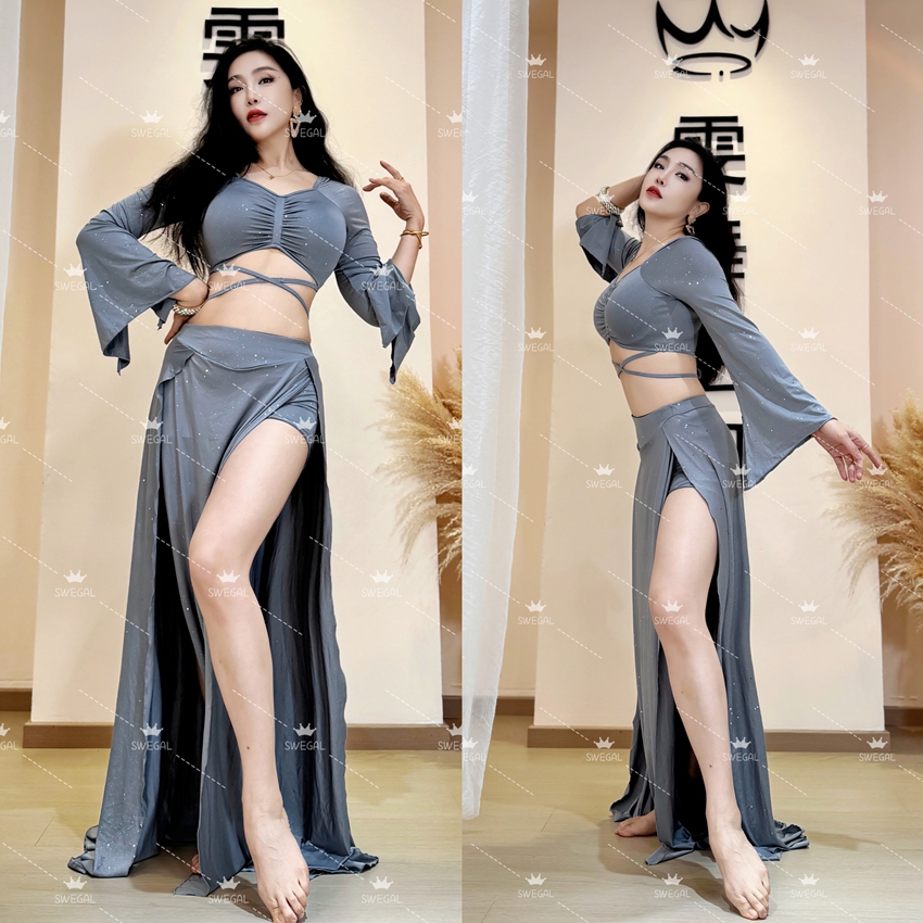 swegal肚皮舞练功服套装高级灰色