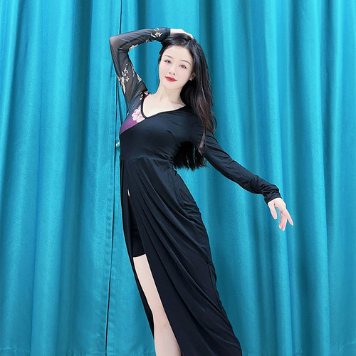 肚皮舞服2024新款莫代尔高开叉