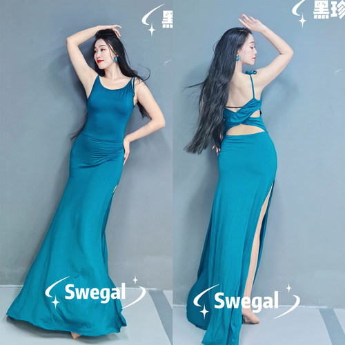肚皮舞吊带露背连衣裙莫代尔贴肤