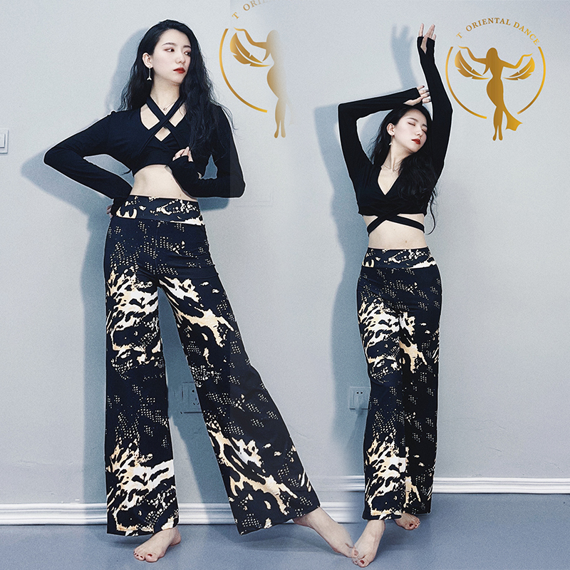 肚皮舞个性裤装练习服直筒裤豹纹